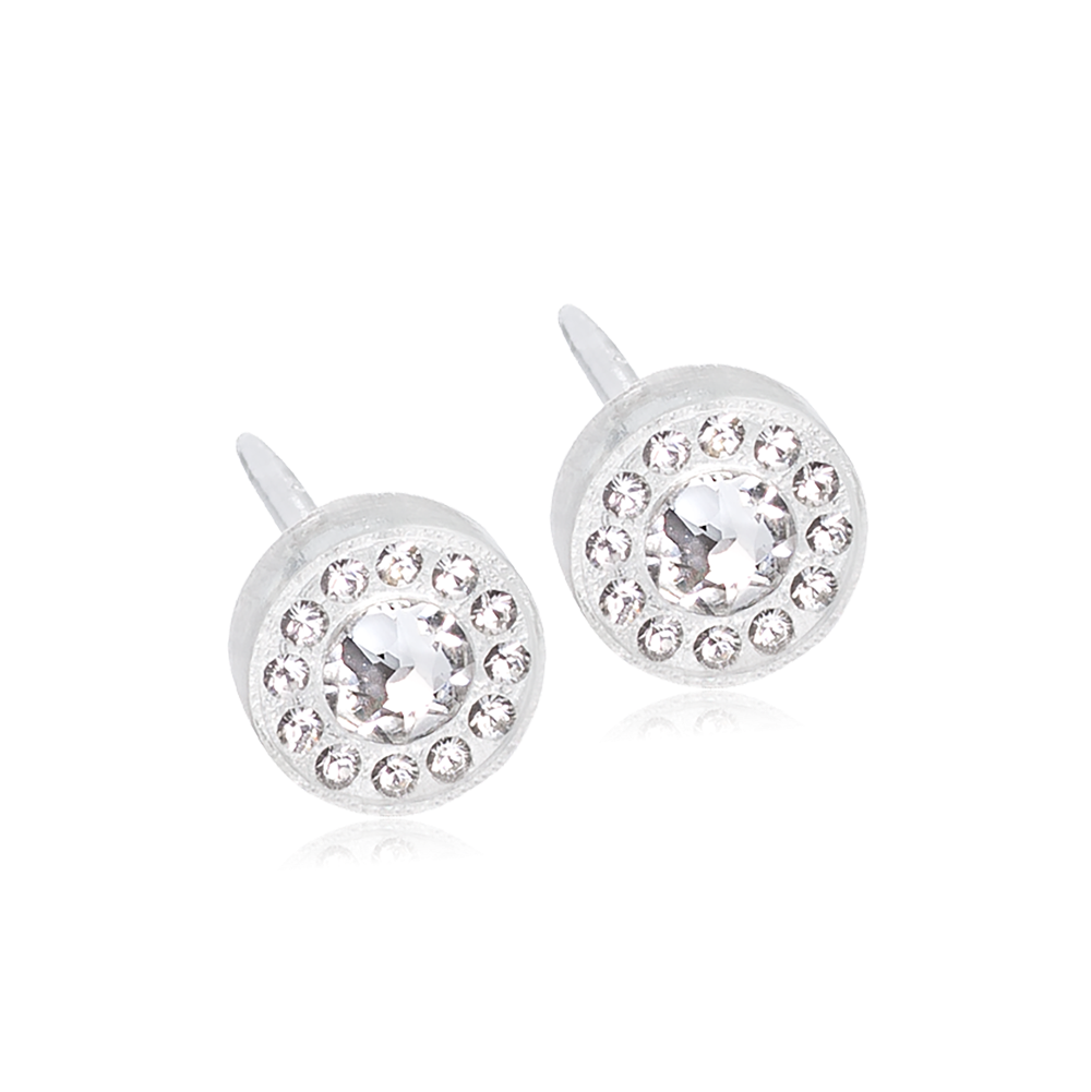 Medical Plastic 6mm Brilliance Halo Earrings