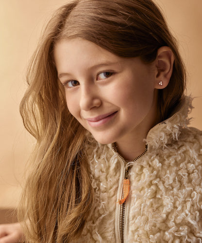 Medical Plastic Clover Earrings on Model