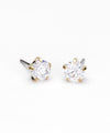 Golden Titanium Prong Set Precious CZ Earrings