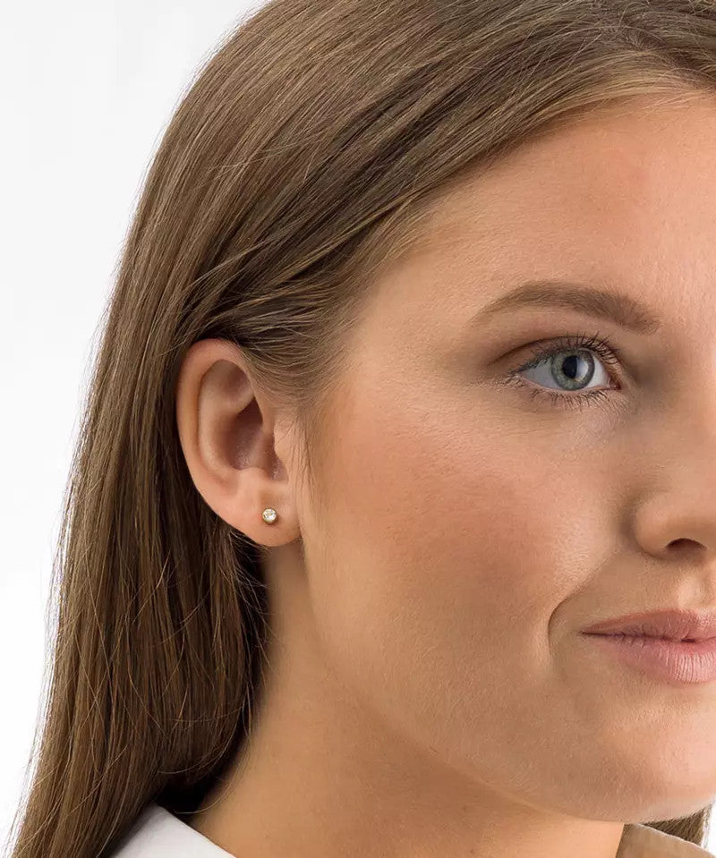 Golden Titanium Bezel Crystal Earrings