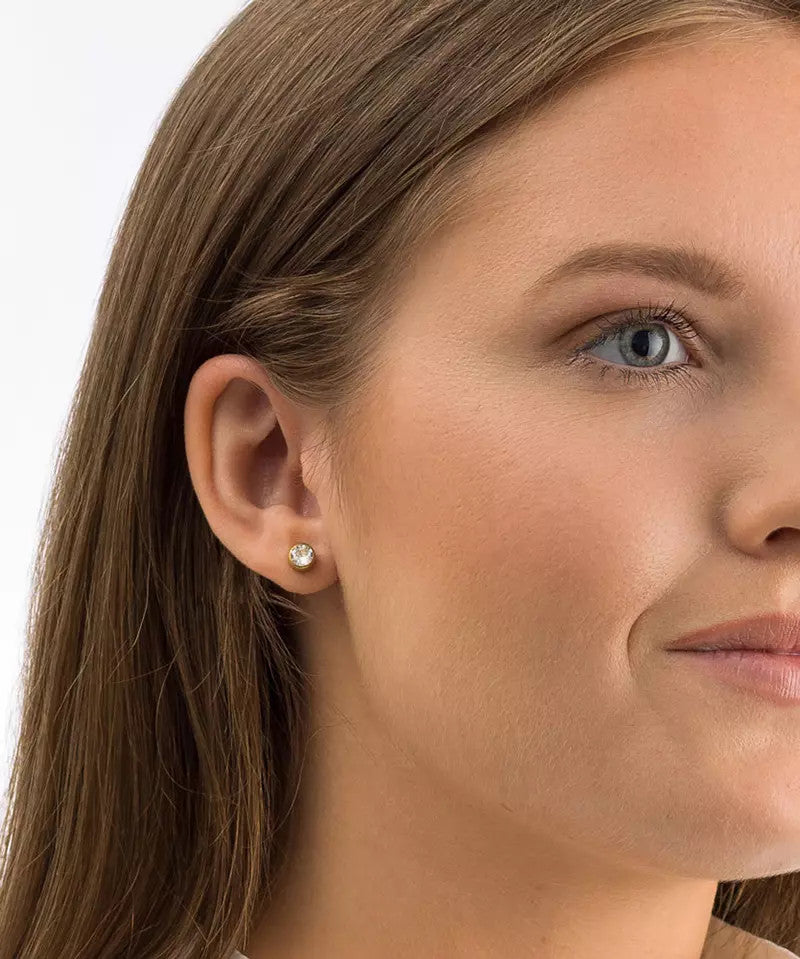 Golden Titanium Bezel Crystal Earrings