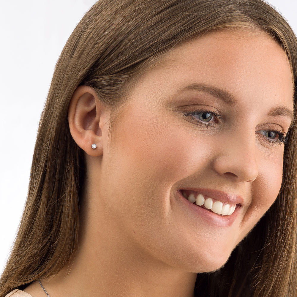 Silver Titanium Bezel Crystal Earrings