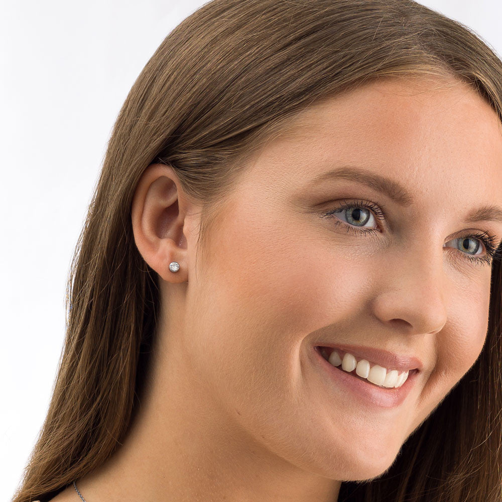 Silver Titanium Bezel Crystal Earrings