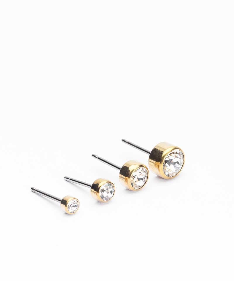 3mm, 4mm, 5mm, 6mm sizes in nickel free golden titanium earrings