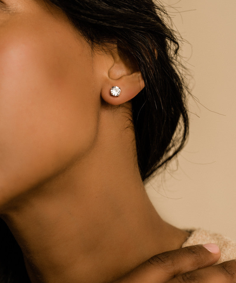 7mm prong set earrings