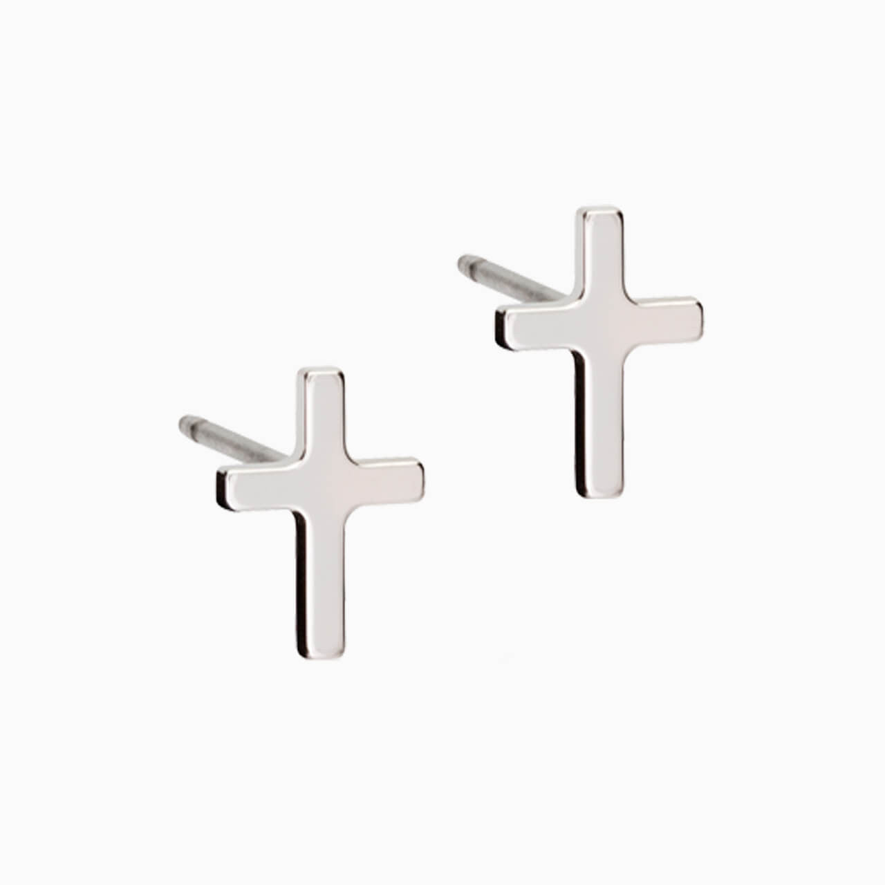 Natural Titanium 8mm Plain Cross Earrings