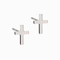 Natural Titanium 8mm Plain Cross Earrings