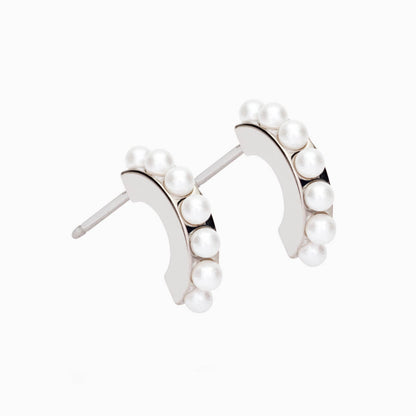 Allergy-free pearl pendant earrings in silver titanium
