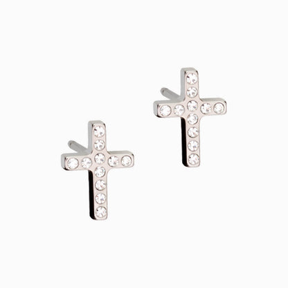 Nickel-free cross stud earrings in 8mm