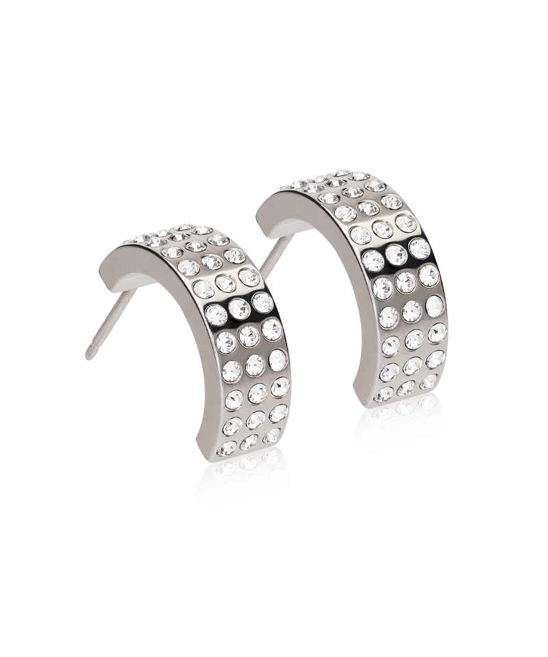 Brilliance crystal curved pendant earring in natural titanium