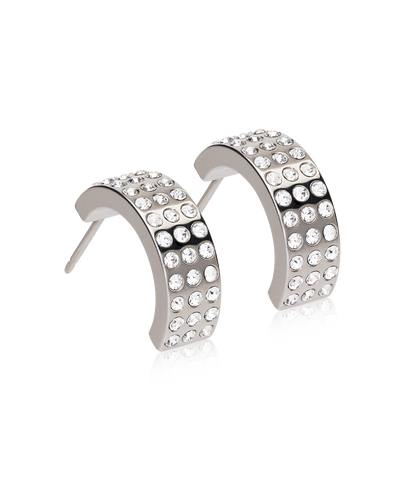 Brilliance crystal curved pendant earring in natural titanium