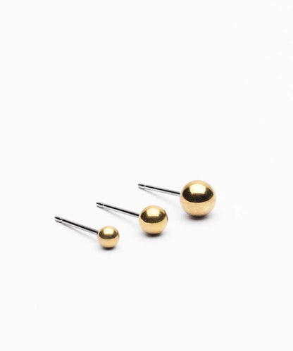 Golden Titanium Ball Earrings sizes