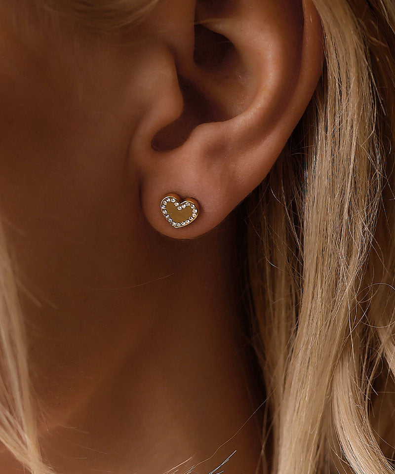 Golden Titanium 8mm Brilliance Sweetheart Crystal Earrings