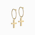 Golden Titanium Cross Pendant Ear Rings