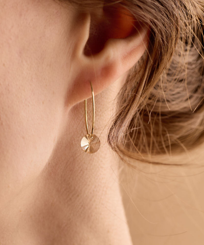 Golden Titanium Golden Shadow Round Pendant 25mm Ear Ring