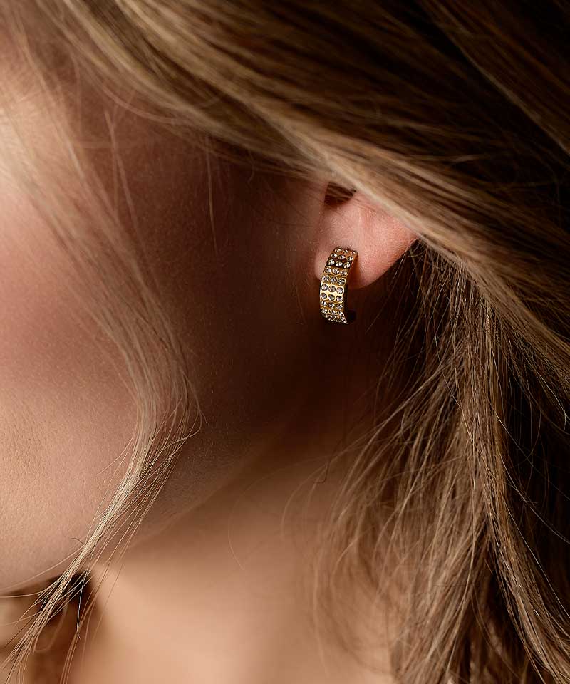 Golden Titanium Pendant Grand Brilliance Curved Earrings