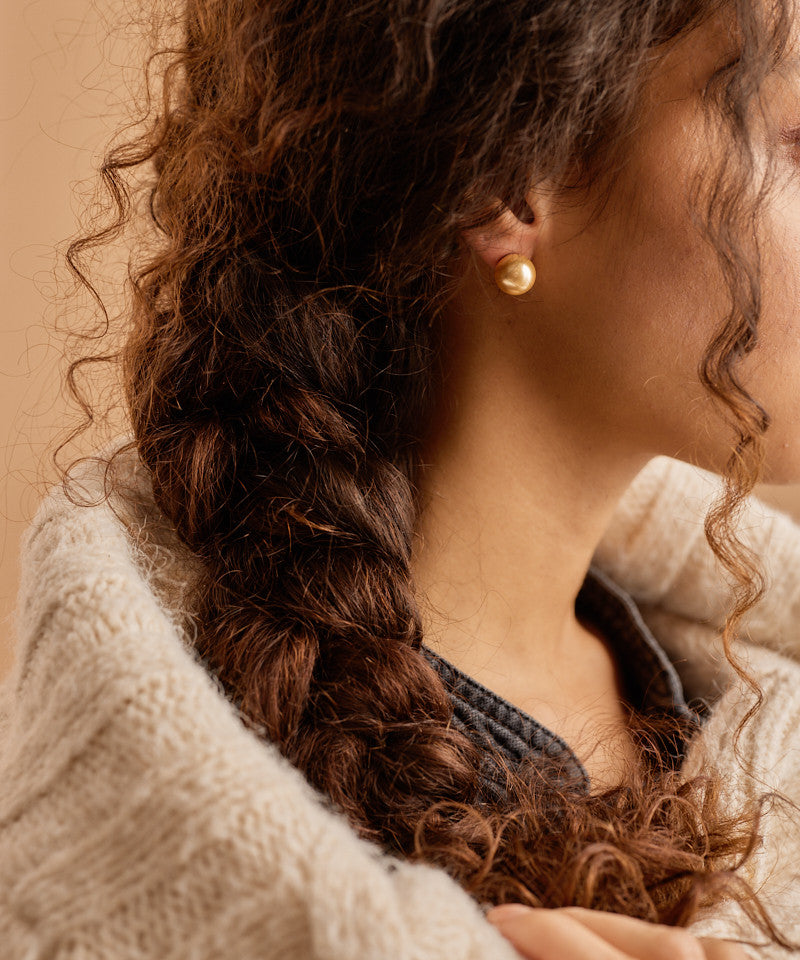 Natural Titanium Golden Shimmer Pearl Earrings