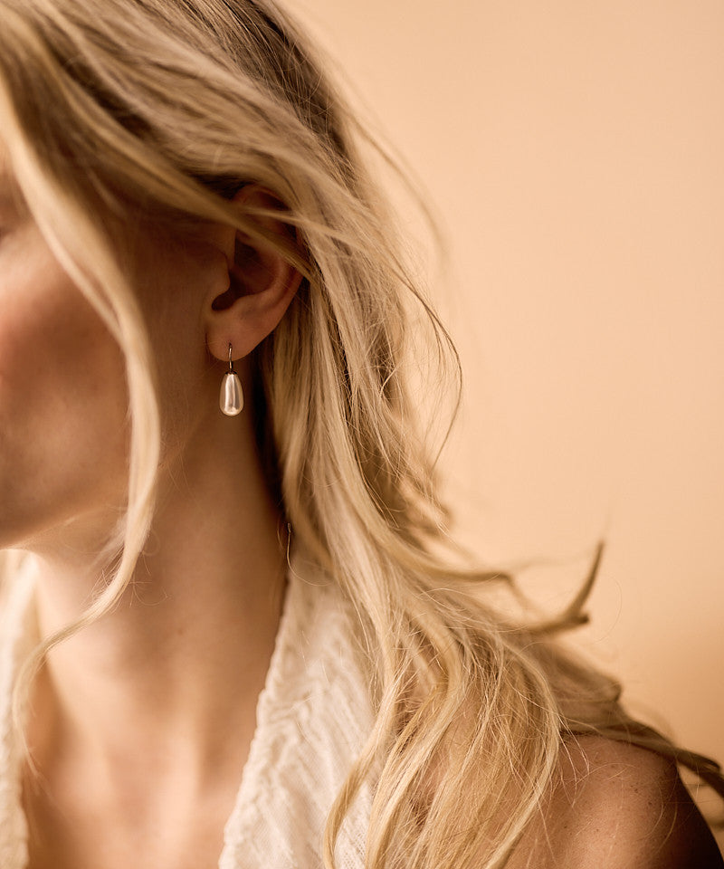 Pendant White Pearl Drop Earrings, 15mm