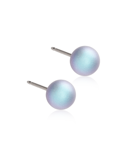 Natural Titanium Rainbow Shimmer Pearl Earrings
