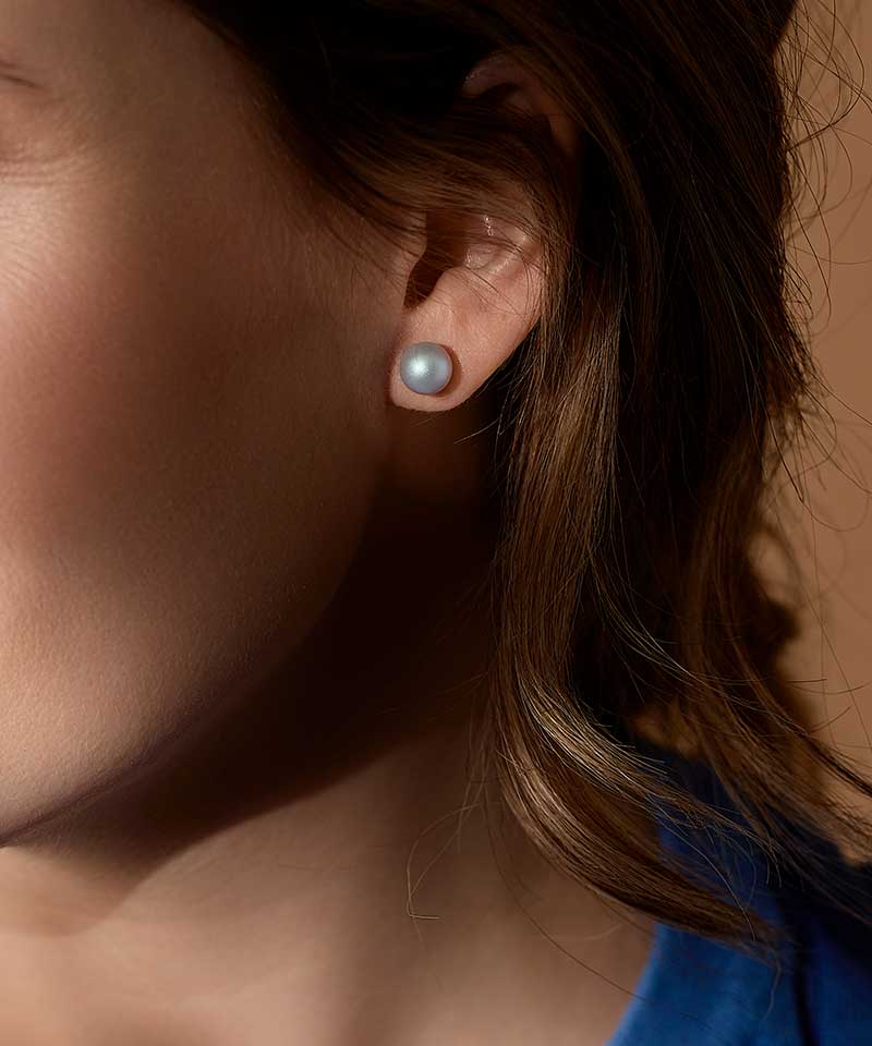 Natural Titanium Rainbow Shimmer Pearl Earrings