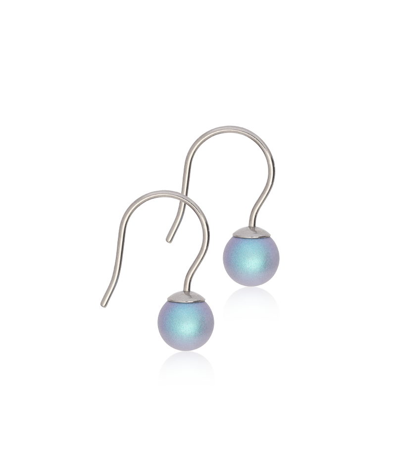 Natural Titanium Rainbow Shimmer Pearl Pendant Earrings
