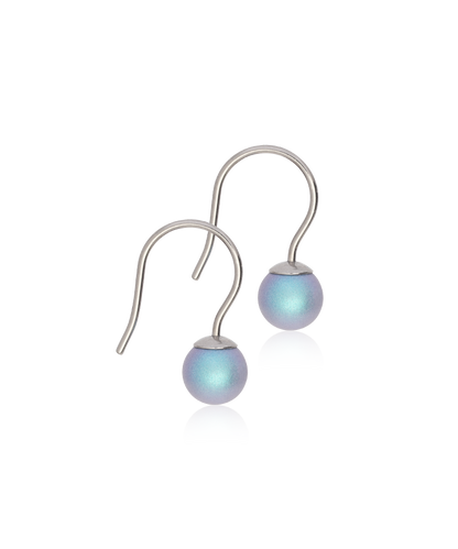 Natural Titanium Rainbow Shimmer Pearl Pendant Earrings