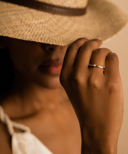 Prong Set Tiny Ring in Silver on model