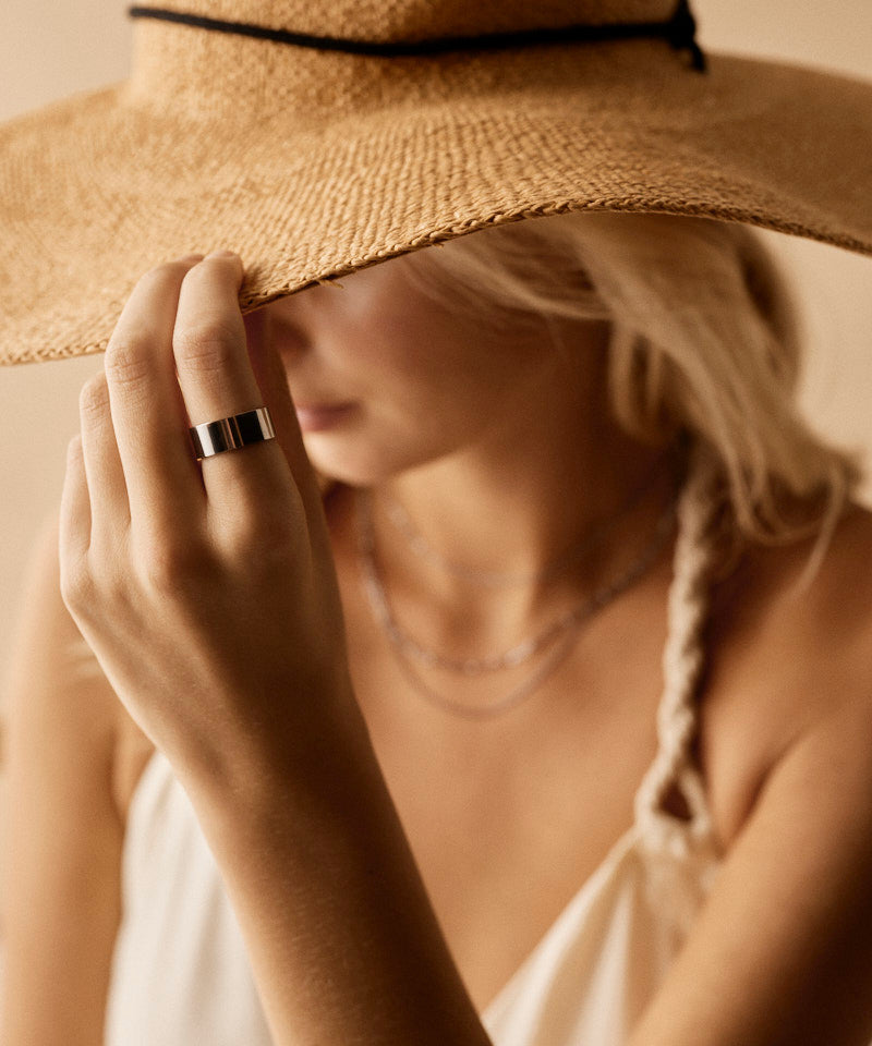 Grand Plain Ring  in Golden on female model