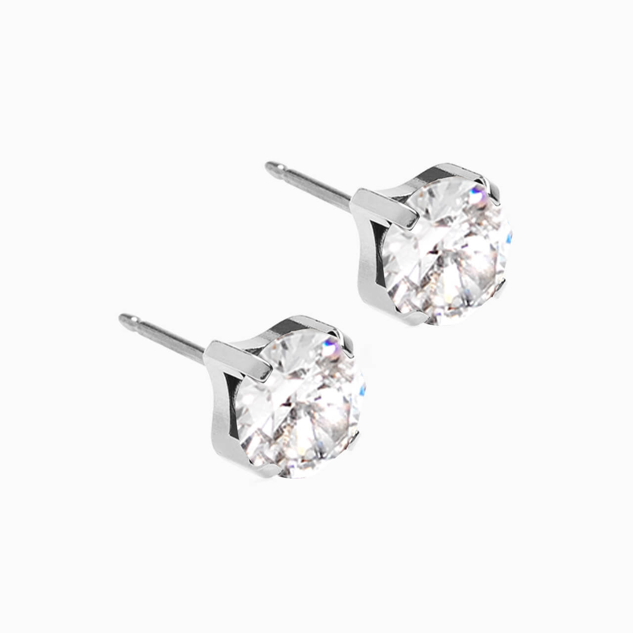 Nickel-free medical-grade titanium prong-set stud earrings